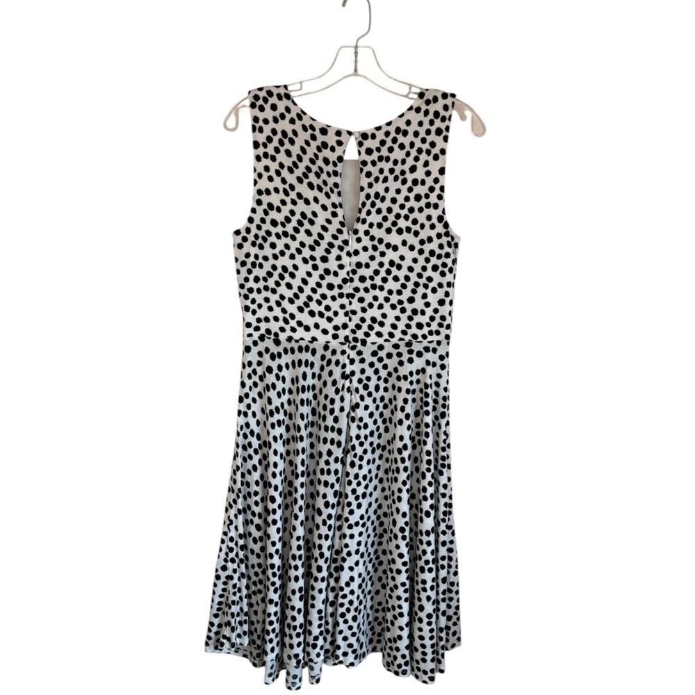 LOFT Black & White Polka Dot Retro Midi Dress Classic Modest Career Size M - Picture 3 of 7